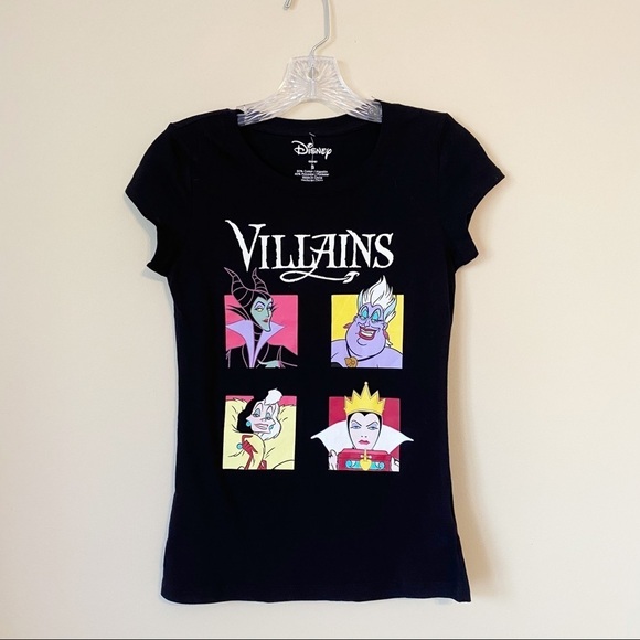 Disney NWT Villains Cap Sleeve Black Tee T Shirt - S - Picture 1 of 8